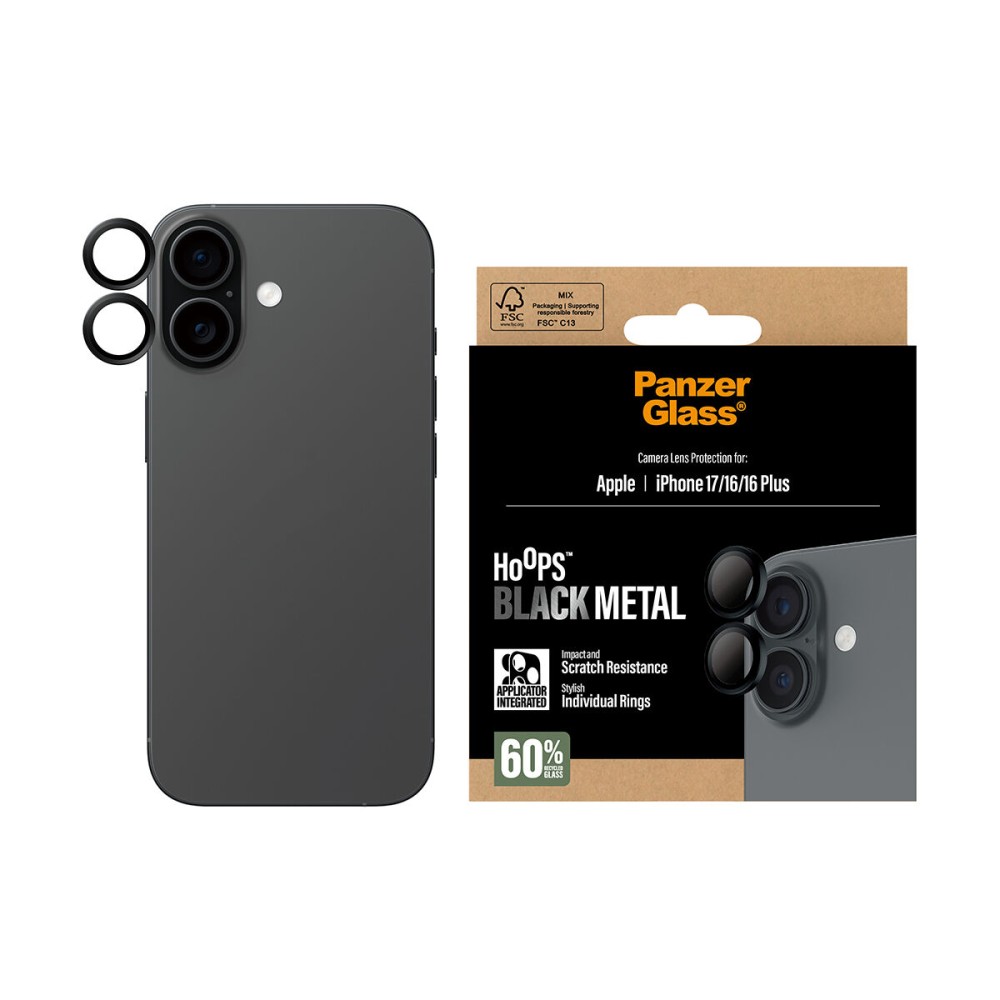 Protecteur d’objectif PanzerGlass iPhone 17-16-16Plus Noir Apple
