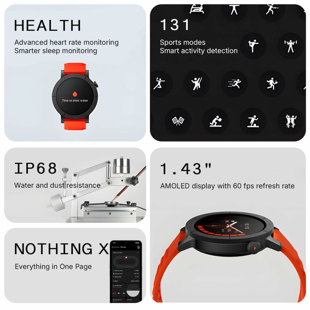 Montre intelligente Nothing A10700020 Gris 1,43"