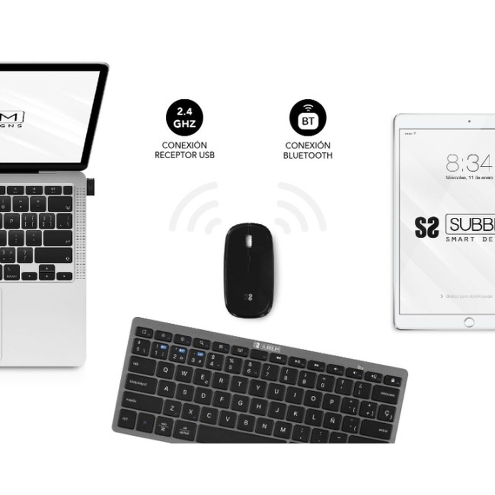 Keyboard Subblim SUBKBC-OCO020 Grey (2 Units)
