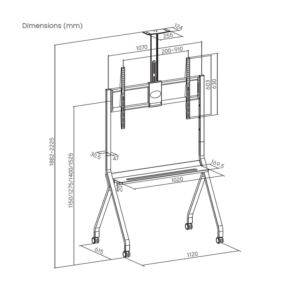 Support de TV Aisens FT86FE-369 55" 100" 120 kg