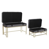 Bench DKD Home Decor Grey Golden Metal Velvet (80 x 40 x 47 cm)
