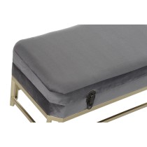 Bench DKD Home Decor Grey Golden Metal Velvet (80 x 40 x 47 cm)
