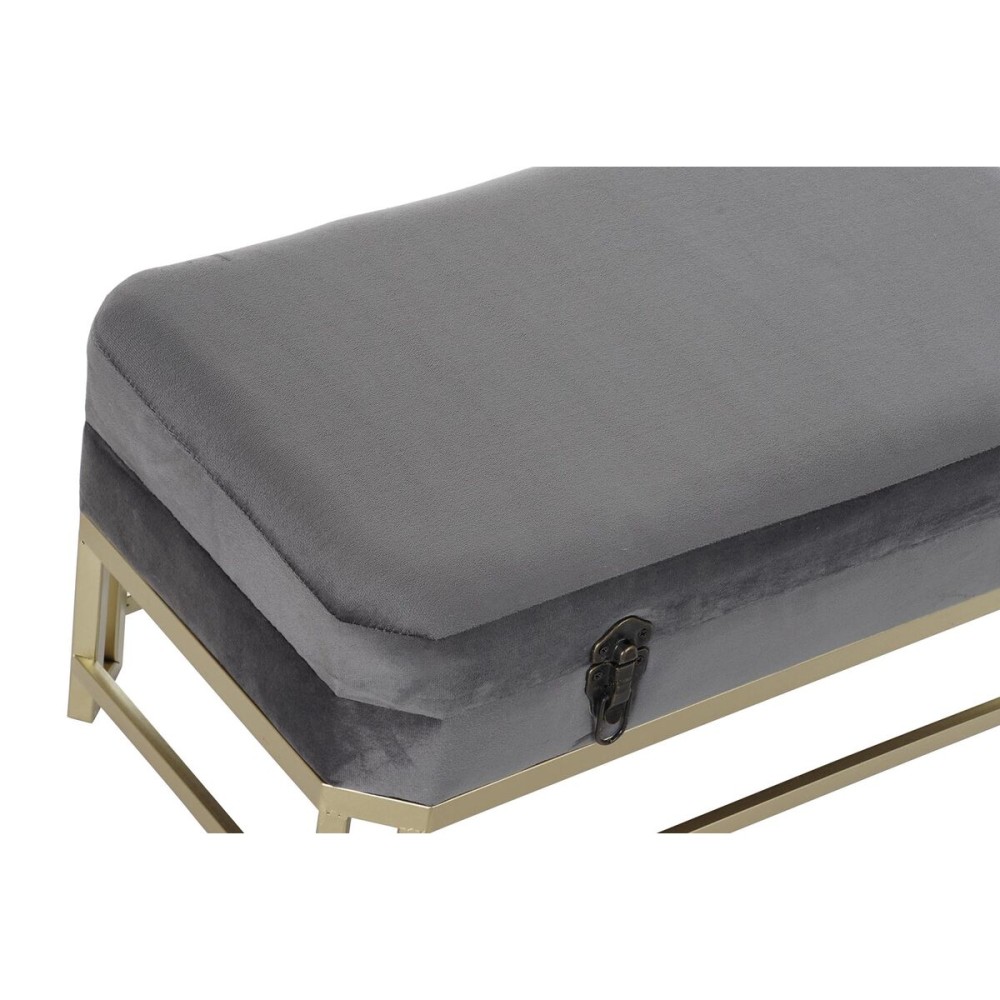 Bench DKD Home Decor Grey Golden Metal Velvet (80 x 40 x 47 cm)