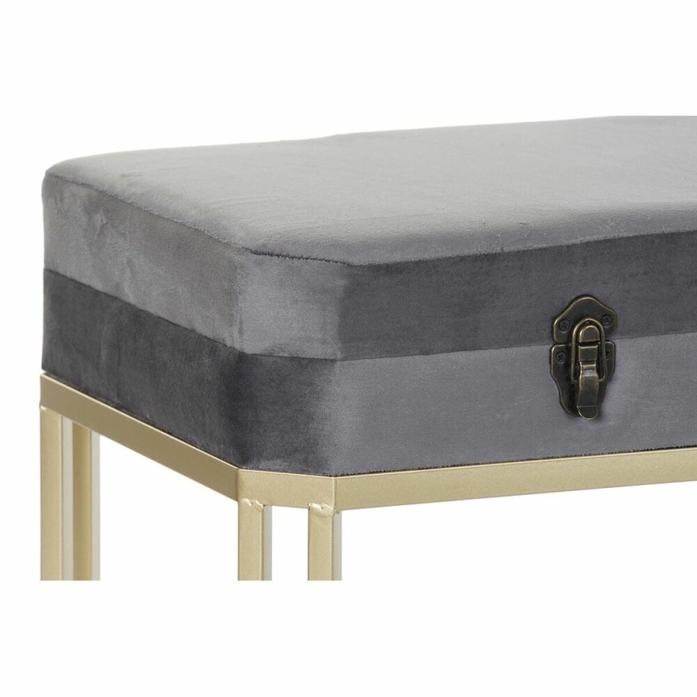 Bench DKD Home Decor Grey Golden Metal Velvet (80 x 40 x 47 cm)