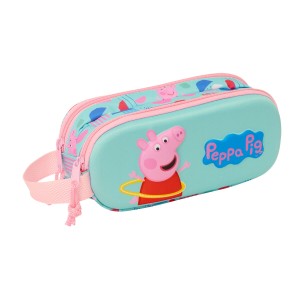 Trousse Fourre-Tout Double Peppa Pig Vert Rose 21 x 8 x 6 cm 3D