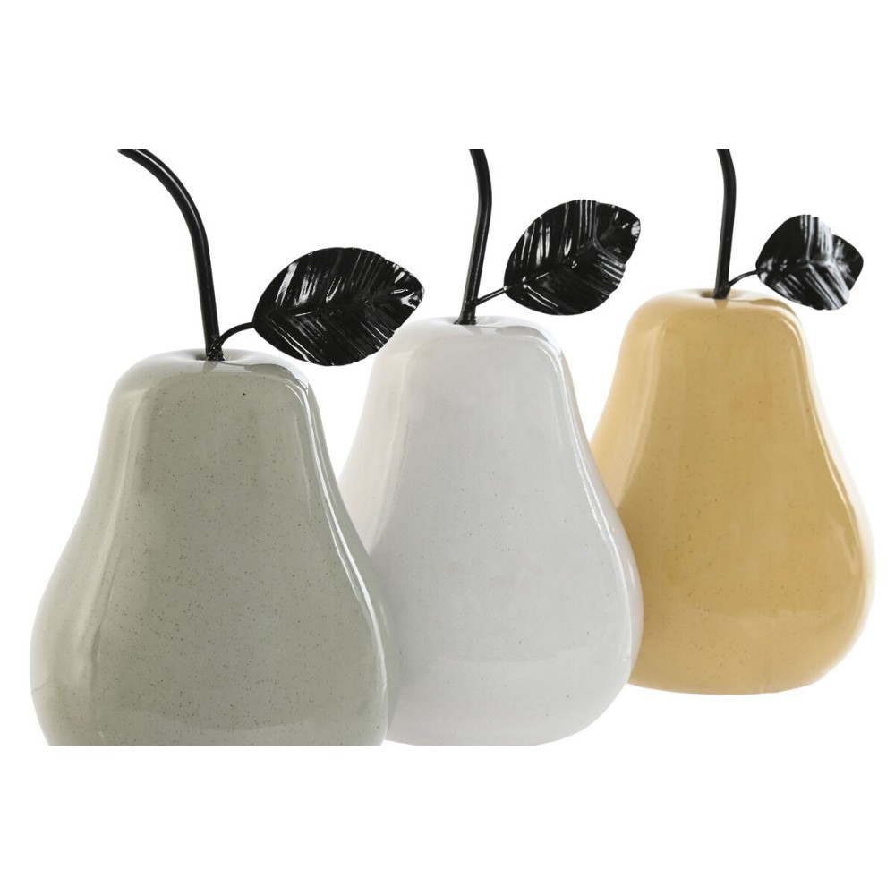 Deko-Figur Home ESPRIT Weiß grün Senf Moderne Birne 11 x 11 x 19 cm (3 Stück)