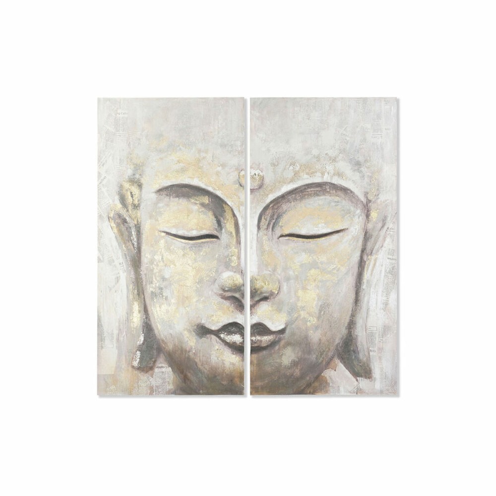 Toile DKD Home Decor Beige Doré Buda Oriental 120 x 3,7 x 120 cm