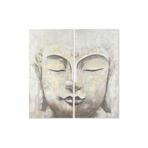 Toile DKD Home Decor Beige Doré Buda Oriental 120 x 3,7 x 120 cm