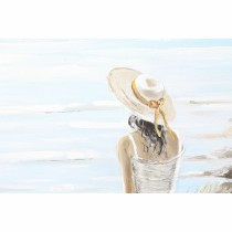 Toile DKD Home Decor Bleu Blanc Marron Beige Femme méditerranéen 90 x 4 x 120 cm (2 Unités)