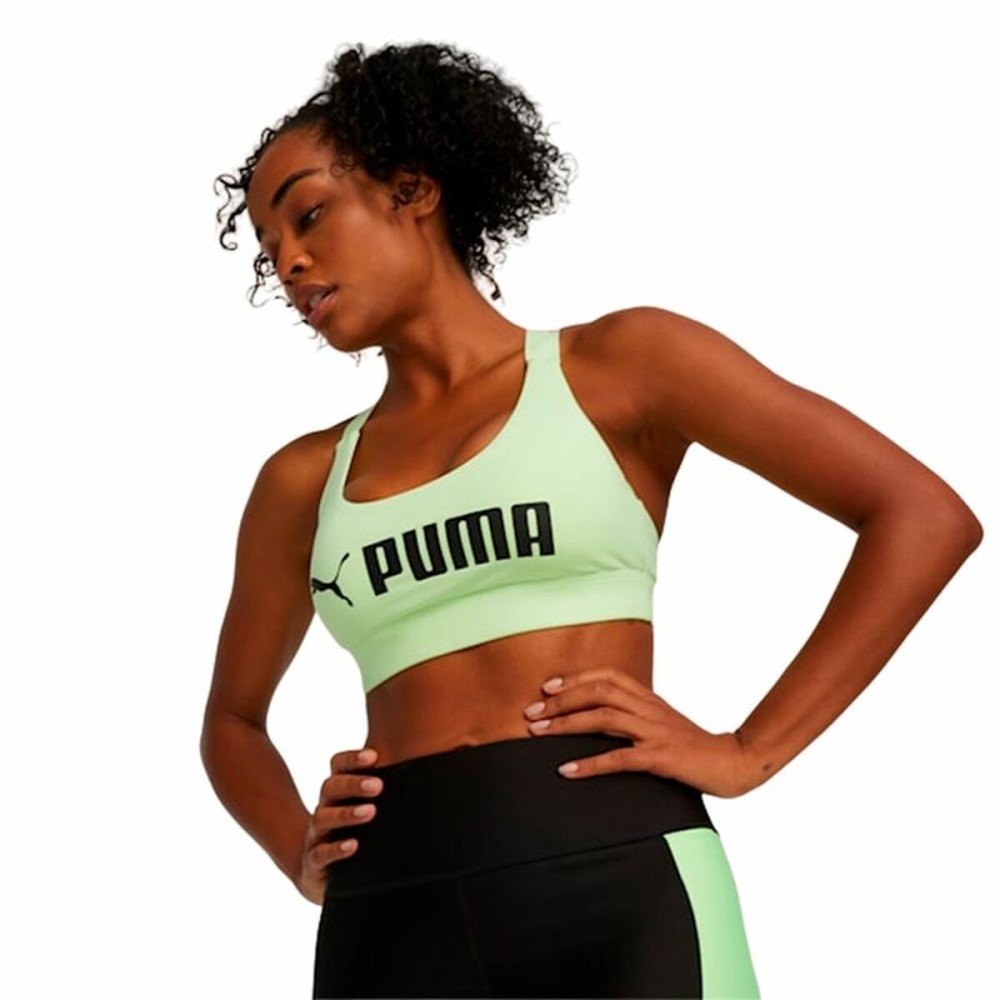 Sports Bra Puma Mid Impact fit Lime green Yellow