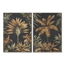 Leinwand Home ESPRIT Schwarz grün Gold Palmen Tropical 103 x 4,5 x 143 cm (2 Stück)
