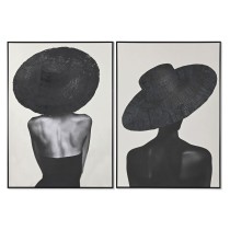 Toile Home ESPRIT Blanc Noir Chapeau Moderne 103 x 4,5 x 143 cm (2 Unités)
