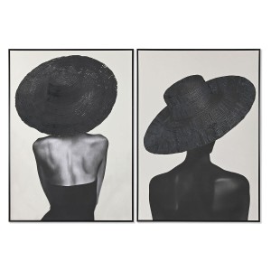 Canvas Home ESPRIT White Black Hat Modern 103 x 4,5 x 143 cm (2 Units)