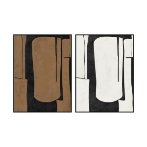 Toile Home ESPRIT Marron Noir Abstrait Urbaine 90 x 4 x 120 cm (2 Unités)