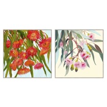 Canvas Home ESPRIT Yellow Blue Flowers Shabby Chic 100 x 4 x 100 cm (2 Units)