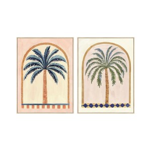 Canvas Home ESPRIT Green Beige Palms Colonial 75 x 4 x 100 cm (2 Units)