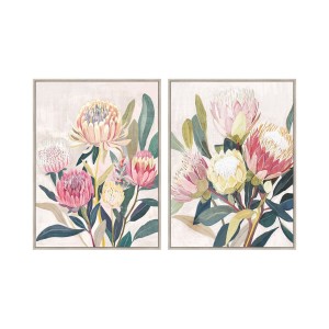Toile Home ESPRIT Vert Rose Fleurs Shabby Chic 75 x 4 x 100 cm (2 Unités)