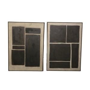 Toile Home ESPRIT Brun foncé Marron Clair Abstrait Moderne 100 x 4 x 140 cm (2 Unités)