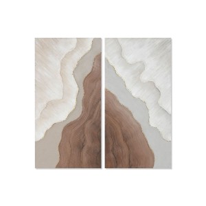 Leinwand Home ESPRIT Weiß Braun abstrakt Skandinavisch 50 x 3 x 100 cm (2 Stück)