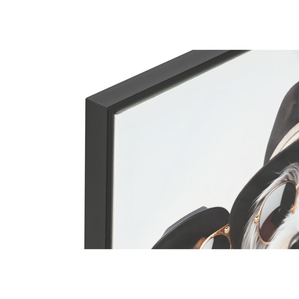 Canvas Home ESPRIT White Black Dog Loft Lacquered 62 X 3 X 62 CM (4 Units)