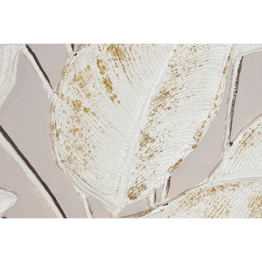 Leinwand Home ESPRIT Weiß Beige Blatt Cottage 90 x 3 x 60 cm (2 Stück)