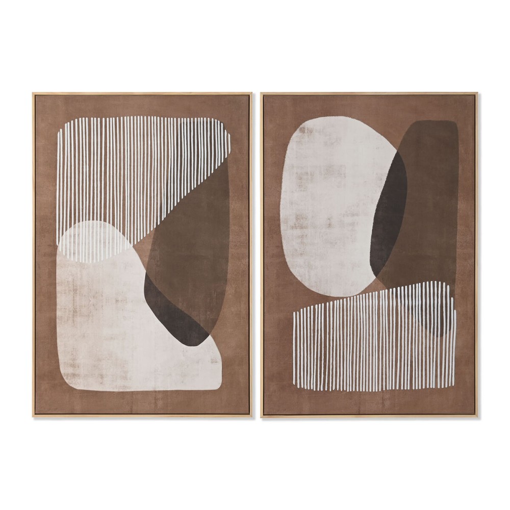 Canvas Home ESPRIT White Beige Terracotta Abstract 82,6 x 4,3 x 122,6 cm (2 Units)