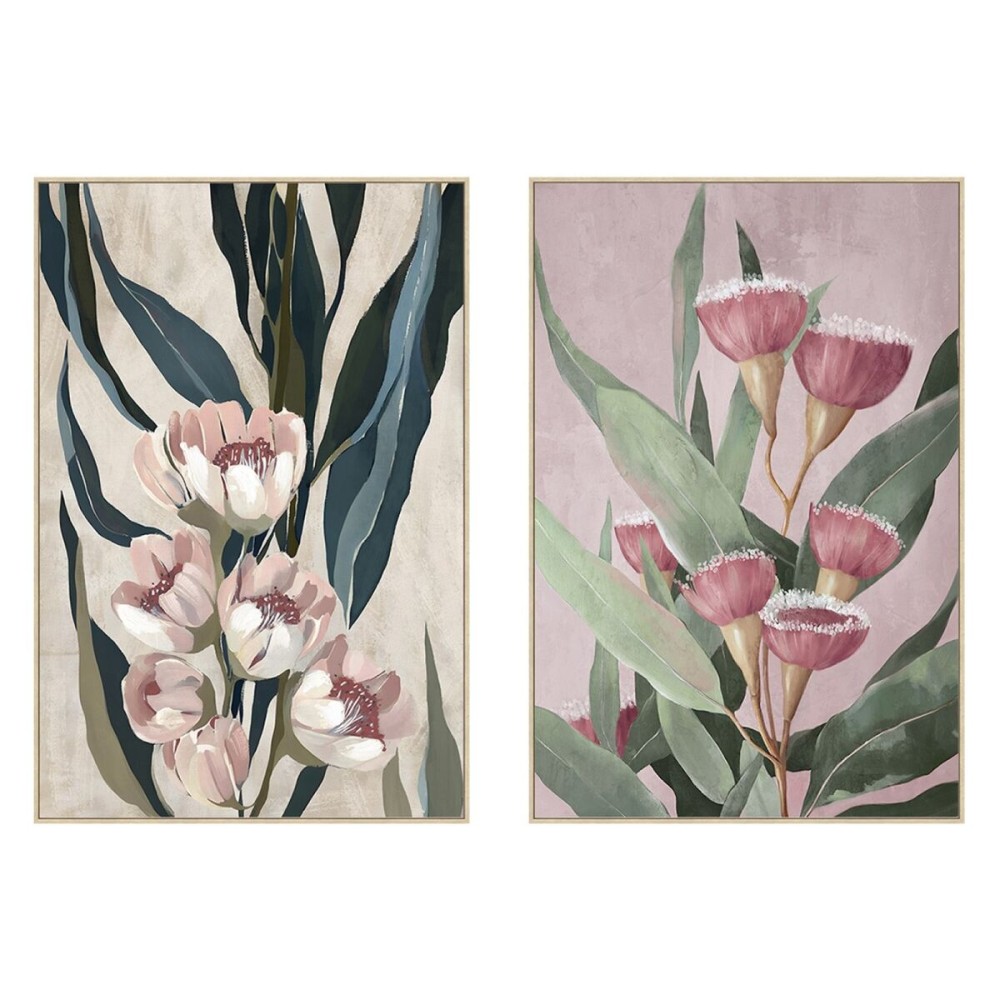 Toile Home ESPRIT Vert Rose Fleurs Moderne (2 Unités)