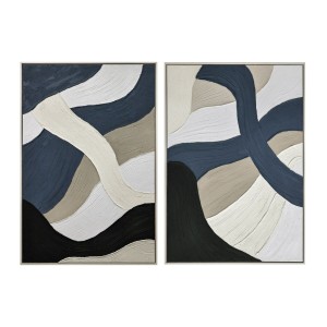 Toile Home ESPRIT Bleu Blanc Moderne Urbaine (2 Unités)