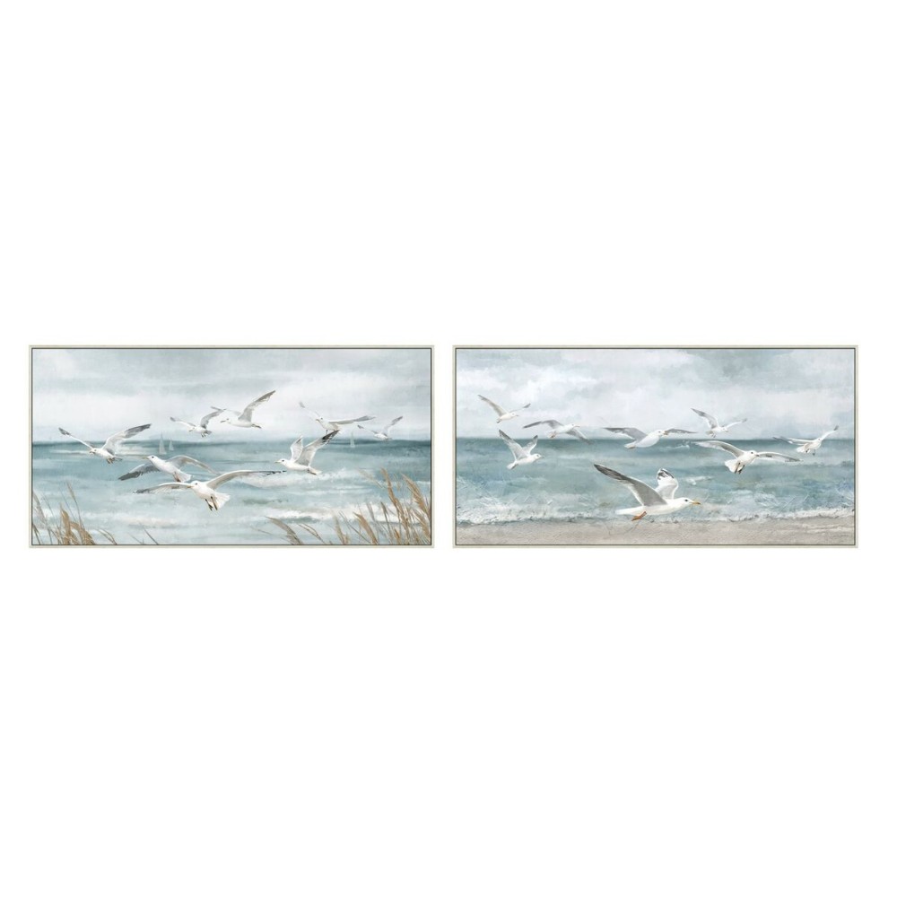 Leinwand Home ESPRIT Blau Weiß Mediterraner Möwe 140 x 3,7 x 70 cm (2 Stück)