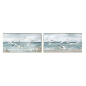 Toile Home ESPRIT Bleu Blanc méditerranéen Mouette 140 x 3,7 x 70 cm (2 Unités)