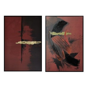 Toile Home ESPRIT Noir Rouge Moderne 83 x 4 x 123 cm (2 Unités)