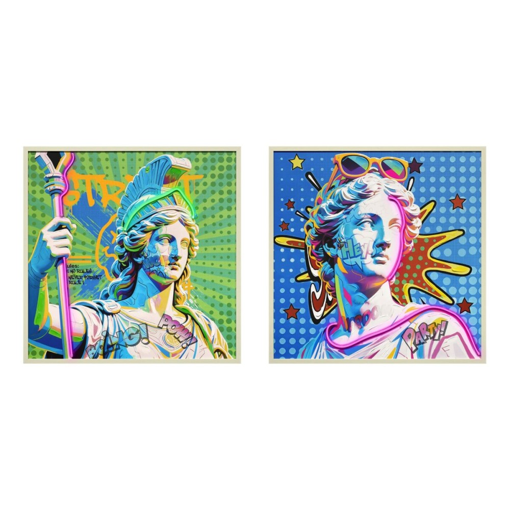 Bild mit LED Home ESPRIT Blau grün Moderne 83 x 3 x 83 cm (2 Stück)