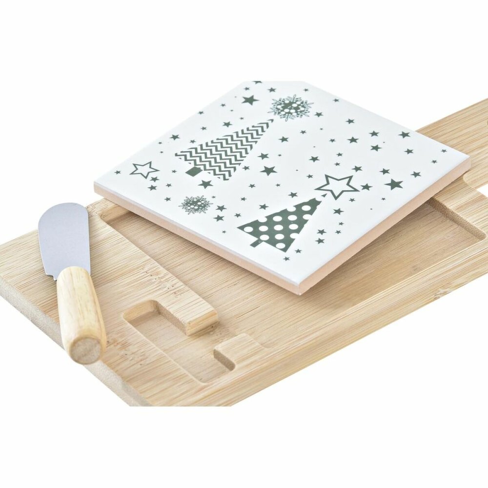 Satz für Appetithäppchen DKD Home Decor Weiß grün Bambus Steingut (21,5 x 11,8 x 1,5 cm)