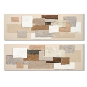 Toile Home ESPRIT Blanc Beige Abstrait Urbaine 150 x 3 x 50 cm (2 Unités)