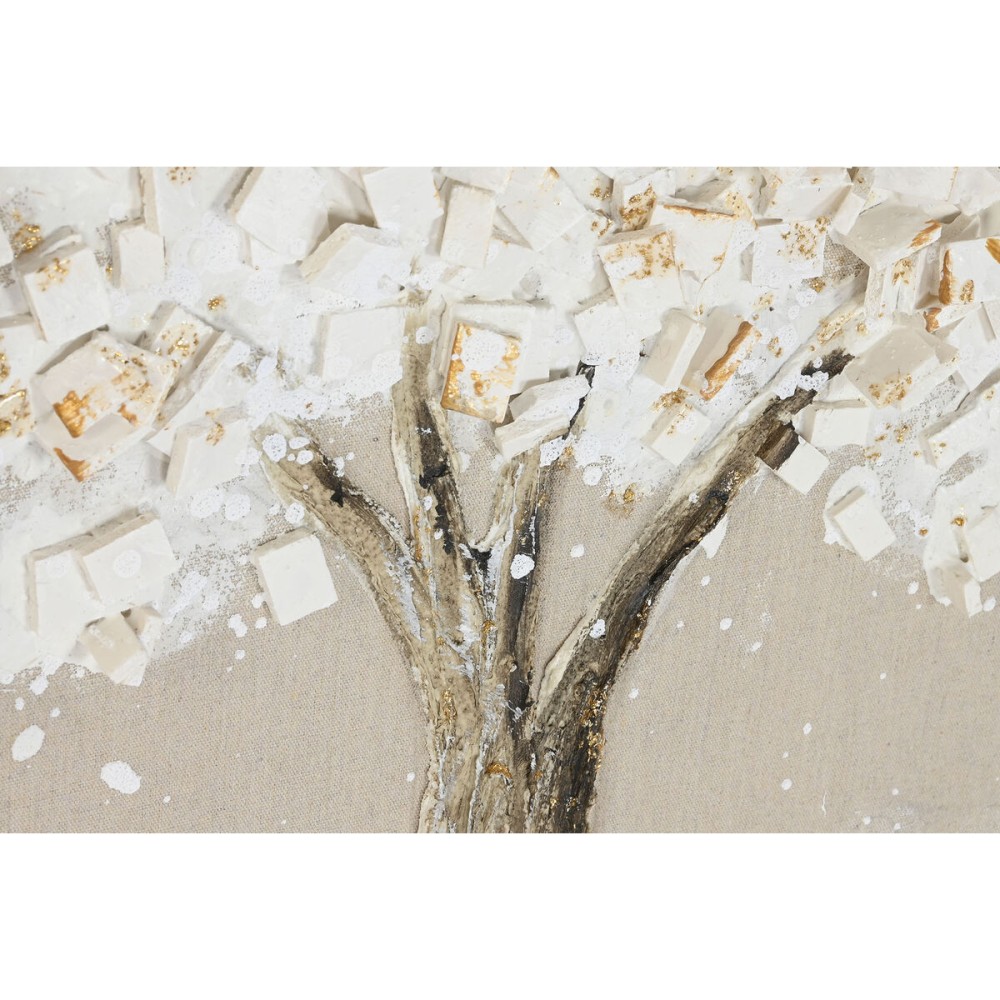 Leinwand Home ESPRIT Weiß Beige Baum Traditionell 100 x 3 x 100 cm 102 X 3 X 102 CM (2 Stück)