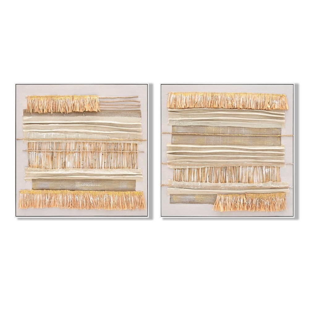 Canvas Home ESPRIT Beige Natural Boho 82 x 4,5 x 82 cm (2 Units)