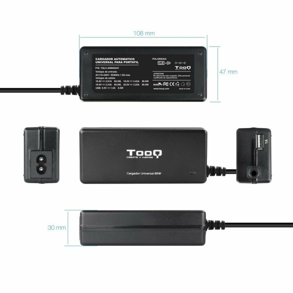 Chargeur d'ordinateur portable TooQ TQLC-65BS02AT 65 W