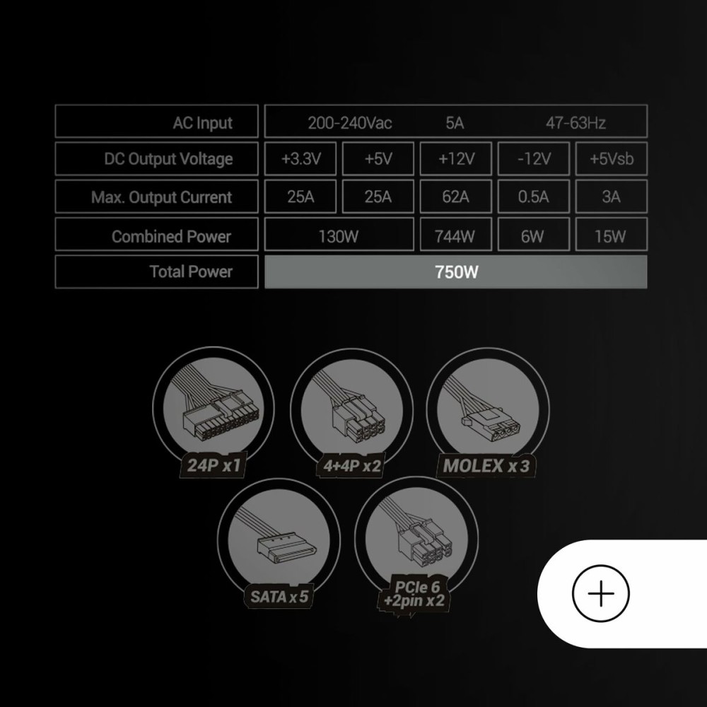Power supply Mars Gaming MPB750SIW