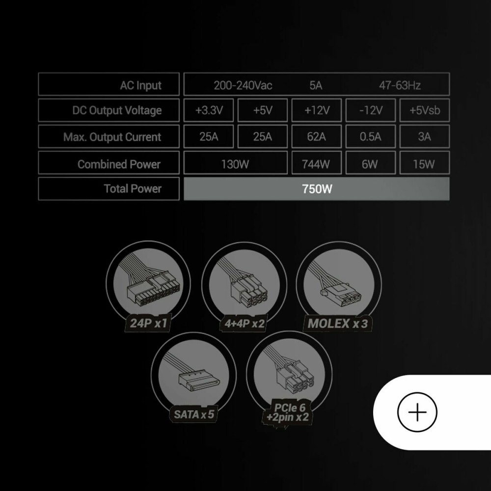 Power supply Mars Gaming MPB750SIW