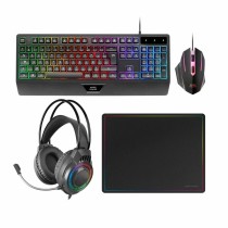 clavier et souris Mars Gaming MCP124PROES Noir Multicouleur Espagnol Qwerty