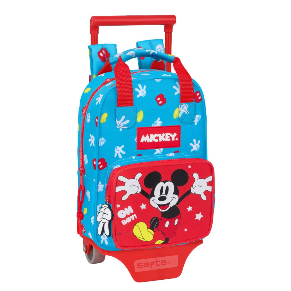 Schulrucksack mit Rädern Mickey Mouse Clubhouse Fantastic Blau Rot 20 x 28 x 8 cm