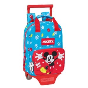 Schulrucksack mit Rädern Mickey Mouse Clubhouse Fantastic Blau Rot 20 x 28 x 8 cm