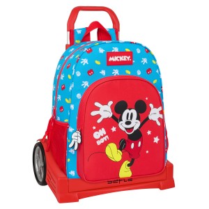 Schulrucksack mit Rädern Mickey Mouse Clubhouse Fantastic Blau Rot 33 x 42 x 14 cm