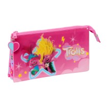 Dreifaches Mehrzweck-Etui Trolls Rosa 22 x 12 x 3 cm