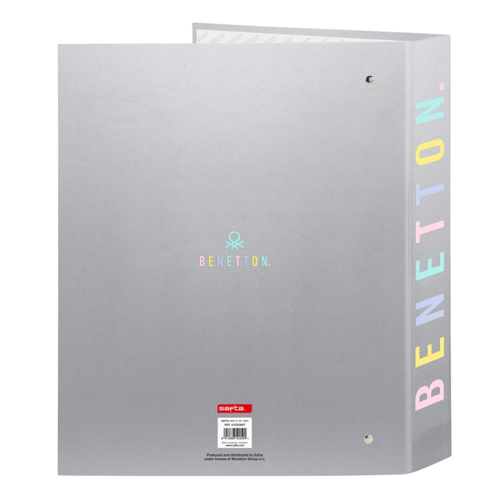 Ring binder Benetton Silver Silver A4 27 x 33 x 6 cm