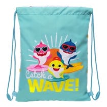 Sac à dos serré par des ficelles Baby Shark Surfing Bleu Blanc 26 x 34 x 1 cm