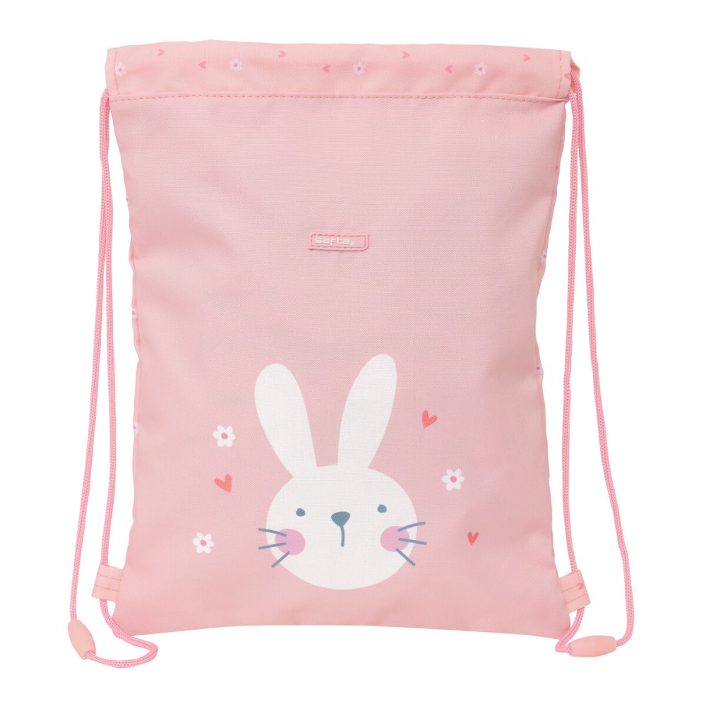 Rucksacktasche mit Bändern Safta Bunny Rosa 26 x 34 x 1 cm