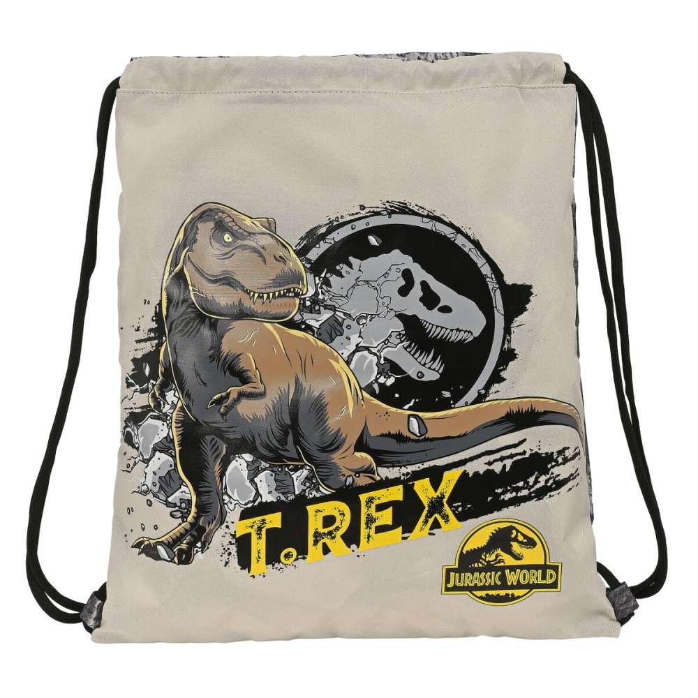 Backpack with Strings Jurassic World Warning Grey 35 x 40 x 1 cm