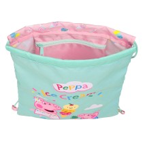 Rucksacktasche mit Bändern Peppa Pig Ice cream Rosa Minze 26 x 34 x 1 cm