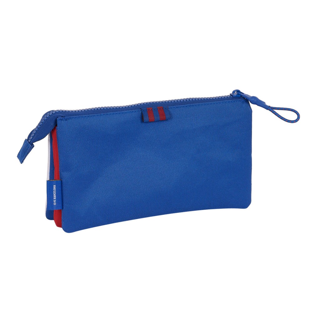 Trousse Fourre-Tout Double F.C. Barcelona Bleu Bordeaux 22 x 12 x 3 cm